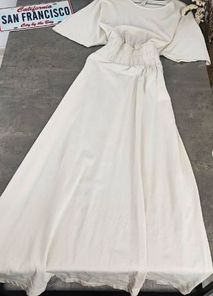 Стильна молочна трикотажна сукня міді  h&m