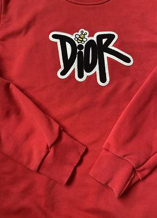 Світшот повсякденний чоловічий cristian dior червоного кольору розмір l, бавовна круглий виріз 4