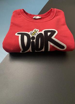 Світшот повсякденний чоловічий cristian dior червоного кольору розмір l, бавовна круглий виріз 2