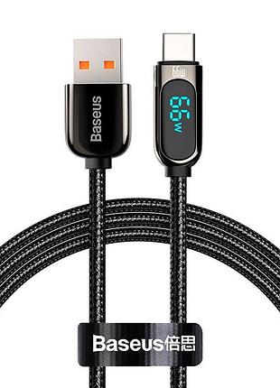 Кабель быстрой зарядки usb to type-c 66w baseus casx020001 display (1m/5a) черный