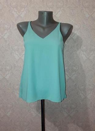 Стильный бирюзовый топ на тонких бретелях (майка-камзол) topshop xs-s