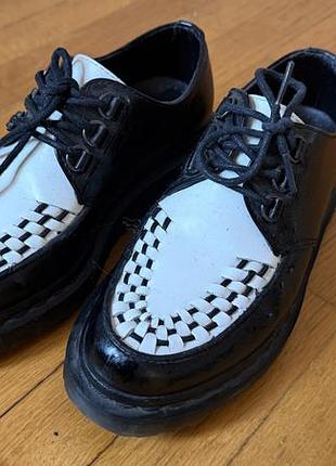 Dr. martens туфли черно-белые с плетением, размер 37, б/в