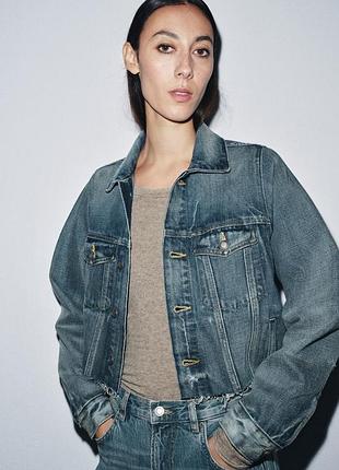 Джинсовая куртка укороченная от zara, s, оригинал