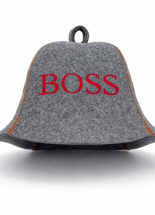 Банная шапка luxyart "boss" натуральный фетр серый (xl-758)