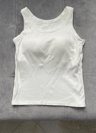 Базовая белая майка в рубчик bra free s