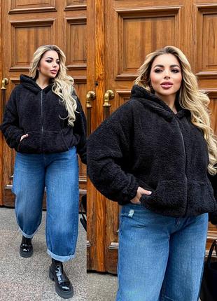 Жіноча тепла кофта тедді з капюшоном
