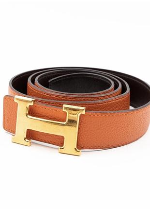 Шкіряний двосторонній шкіряний пояс hermes