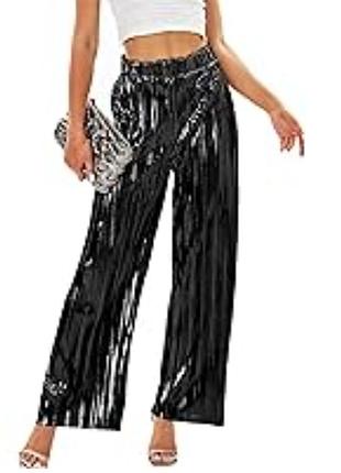 Чорні брюки- кюлоти з металево- сріблястим відтінком від "f&f"