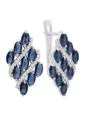 Серебряные серьги с сапфиром nano 0.69ct (2171263)