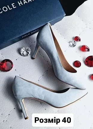 Cole haan оригінал блакитно-сірі замшеві туфлі лодочки