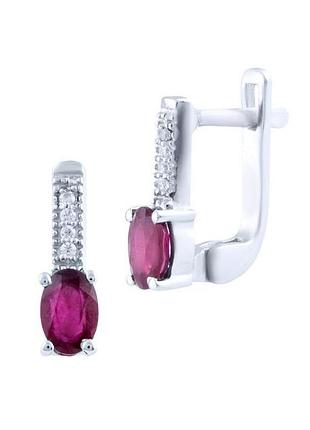 Срібні сережки з натуральним рубіном 1.296ct (1764565)