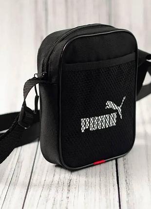 Борсетка черная puma сумка через плечо, сумка мужская, сумка спортивная пума