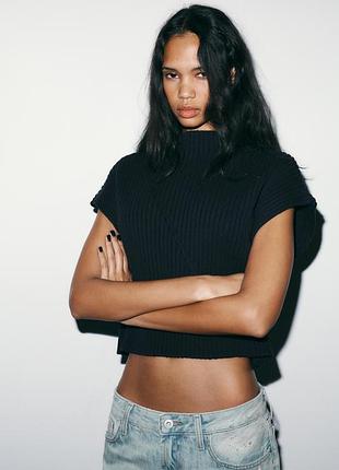 Чорна жіноча вʼязана жилетка oversize бренд zara