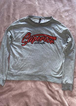 Сірий світшот з написом оверсайз