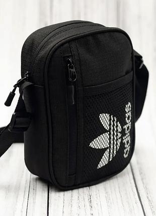 Спортивная черная сумка adidas через плечо, мужская сумка адидас, сумка месссенджер, борсетка adidas