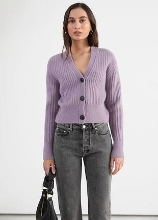 Гарний фірмовий кардиган & other stories  cropped ribbed alpaca blend cardigan