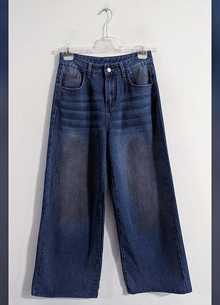 Джинсы-палаццо с эффектом загрязнения shein denim jeans