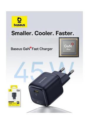 Зарядний пристрій baseus 45w gan6 e01233 , зарядка базеус 45вт ган, швидка зарядка baseus 45w 30w pd qc3.0 для iphone xiaomi baseus enerfill fn22