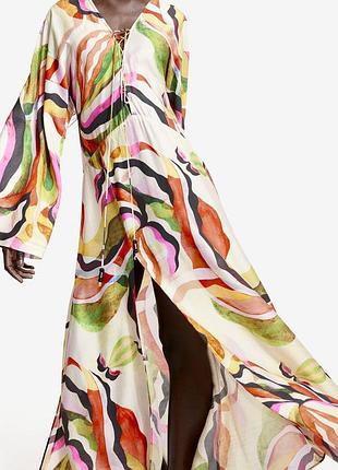 Роскошное платье-кафтан туника кимоно со шнуровкой h&amp;m