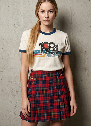 Спідниця міні червона у клітинку тартан  "next", uk14/eur42.
