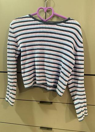 Стильний кроп-топ zara в полоску, xs/s, підлітковий