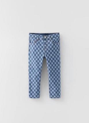 Узкие джинсы в клетку 3/4, 4/5 лет zara