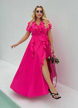 Женское платье с воланами, длинное женское платье