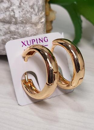 Серьги кольца из медицинского золота позолота 18к xuping