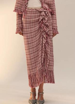 Спідниця жіноча рожева з бахромою zara new