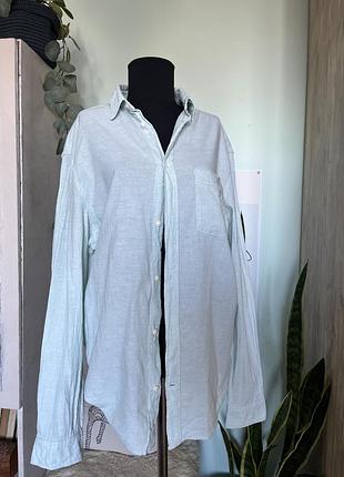 Сорочка 👔 льон бавовна 😍 бірюзовий мʼятний h&m ,l