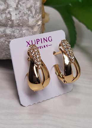 Серьги из медицинского золота позолота 18к xuping
