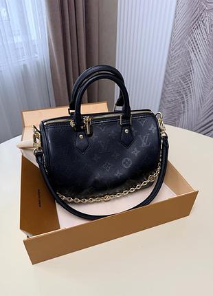 Louis vuitton speedy bandouliere 25 monogram empreinte in noir with gold 25 см