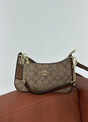 Сумка coach bolso de hombro teri бежевый + коричневый е