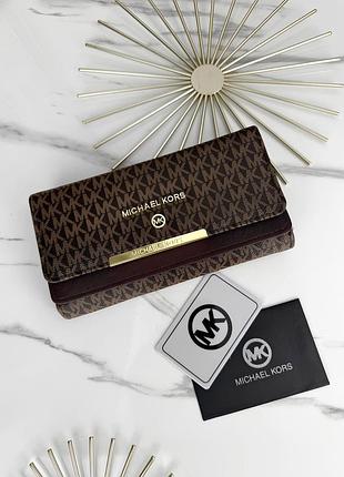 Женский кошелек michael kors большой двойной коричневый есть