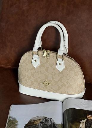Сумка coach mini sierra satchel бежево-белый е