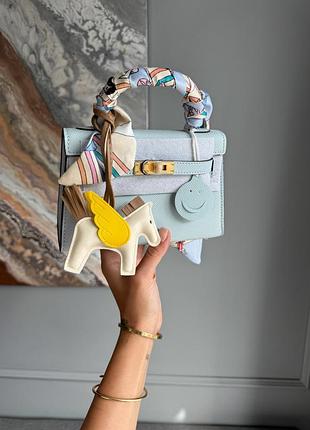 Hermès kelly mini 19 bag in light blue epsom leather with gold hardware