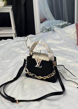 Louis vuitton capucines mini black python handle 20х14x7
