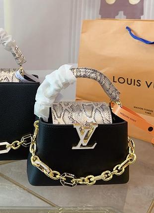 Louis vuitton capucines mini black python handle 20х14x7 2