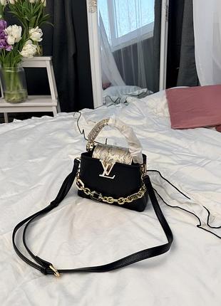 Louis vuitton capucines mini black python handle 20х14x7 3