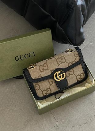 Сумка gucci marmont чорний-лого є