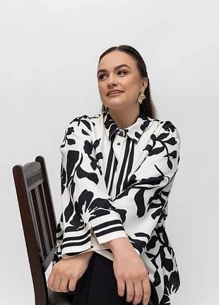 Ефектна oversize-сорочка f&f «modern art» з графічним принтом