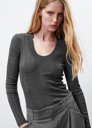 Джемпер тонкой вязки в рубчик zara m