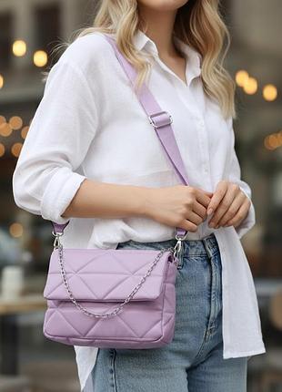 Модна фіолетова сумка каркасна багет жіноча сумочка 3145