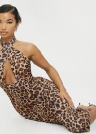 Красива стильна сексуальна сукня міді в лео принт від shein