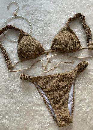 Роздільний купальник 👙 пісочного кольору «жатка»