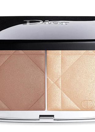Палітра рум'ян та хайлайтера 2в1 - dior rouge blush color & glow, 100 diorissimo / 8g