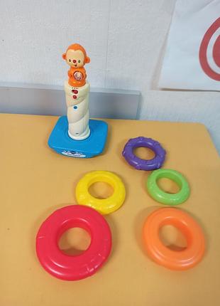 Музыкальная пирамидка обезьяна vtech stack sing rings 3