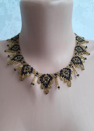 Ожерелье винтаж бисер колье чехословакия старинное ручной работы