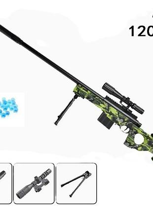 Игрушечная детская снайперская винтовка awm с оптическим прицелом 120 см на орбизах