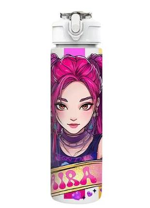 Детская бутылочка для воды с трубочкой мира кейпоп охотницы на демонов kpop demon hunters 750 мл